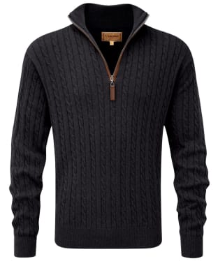 Men's Schöffel Colton Cotton Cashmere Cable Knit 1/4 Zip Jumper - Charcoal