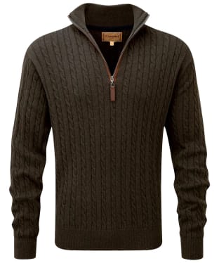 Men's Schöffel Colton Cotton Cashmere Cable Knit 1/4 Zip Jumper - Loden Green