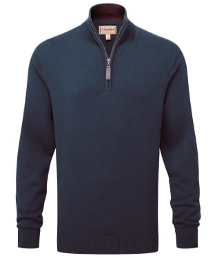 Men's Schöffel Calton Cotton Cashmere Cable Knit 1/4 Zip Jumper - Petrol Blue