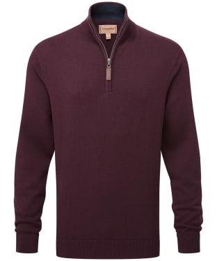 Men's Schöffel Calton Cotton Cashmere Cable Knit 1/4 Zip Jumper - Wine