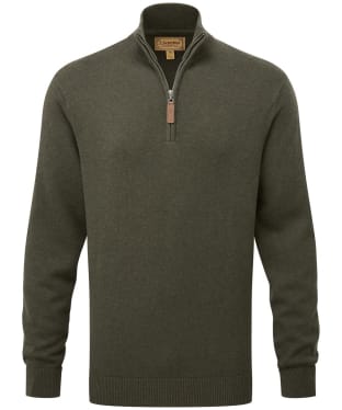 Men's Schöffel Calton Cotton Cashmere Cable Knit 1/4 Zip Jumper - Loden Green