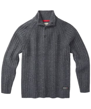 Men's Aubin Farnham Fisherman Rib Button Neck Sweater - Charcoal