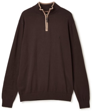 Men's Joules Hillside 1/4 Zip Funnel Neck Jumper - Brown