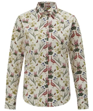 Women's Alan Paine Long Sleeve Lawen Print Cotton Shirt - Cream