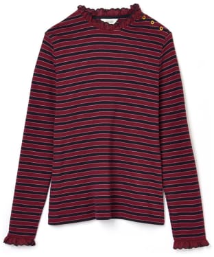 Women's Joules Stripe Long Sleeve Jersey Top - Red Stripe