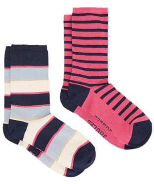 Women's Joules Everyday Eco Vero Socks 2 Pack - Pink Stripe