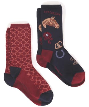 Women's Joules Everyday Eco Vero Socks 2 Pack - Navy Horse