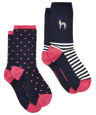 Women's Joules Everyday Eco Vero Socks 2 Pack - Navy Dog