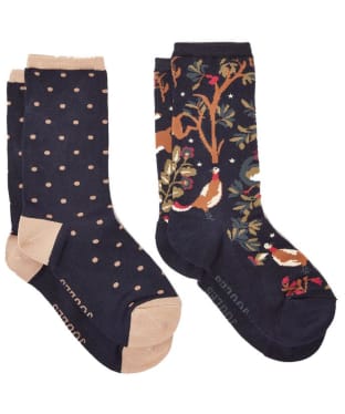 Women's Joules Everyday Eco Vero Socks 2 Pack - Navy Wood