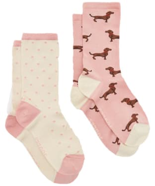 Women's Joules Everyday Eco Vero Socks 2 Pack - Pink Dog