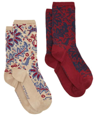 Women's Joules Everyday Eco Vero Socks 2 Pack - Neutral Demask