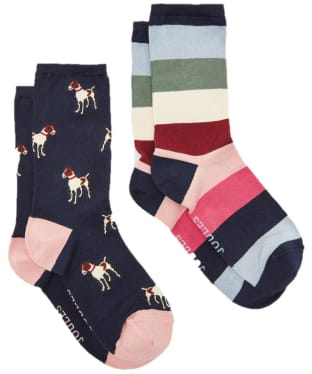 Women's Joules Everyday Eco Vero Socks 2 Pack - Navy Patch