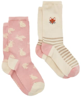 Women's Joules Everyday Eco Vero Socks 2 Pack - Cream Fox