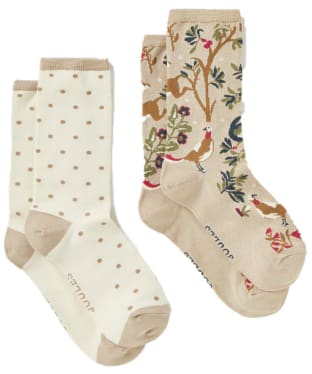 Women's Joules Everyday Eco Vero Socks 2 Pack - Neutral Wood