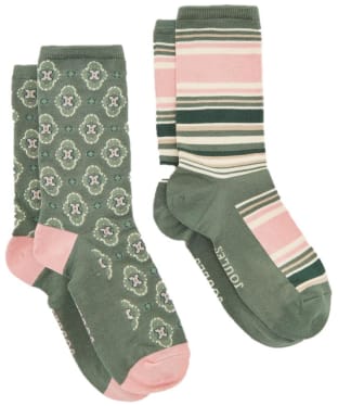 Women's Joules Everyday Eco Vero Socks 2 Pack - Green Geo