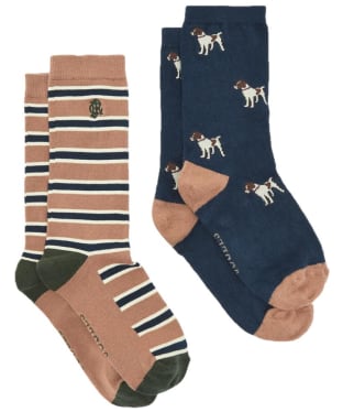 Men's Joules Kingsbury Socks - 2 Pack - Navy / Camel