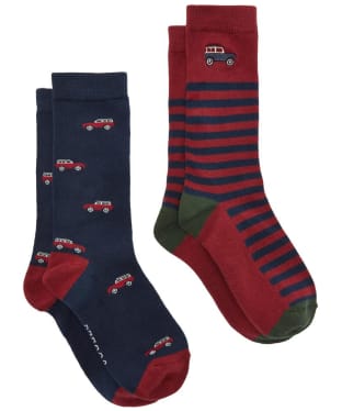 Men's Joules Kingsbury Socks - 2 Pack - Red 4x4