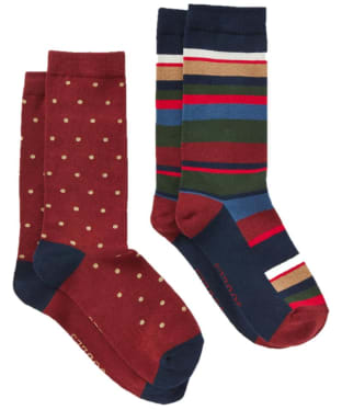 Men's Joules Kingsbury Socks - 2 Pack - Stripe Red