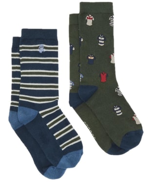 Men's Joules Kingsbury Socks - 2 Pack - Green Polo