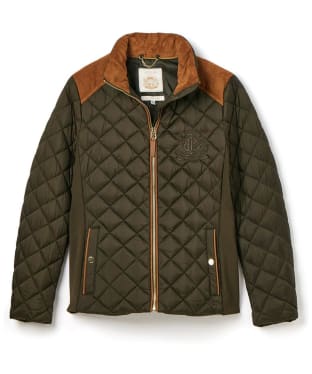 Women's Joules Braemar Luxe Showerproof Quilted Jacket - Heritage Green