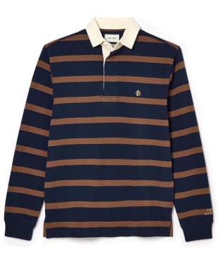 Men's Joules Onside Cotton Rugby Shirt - Navy / Brown Stripe