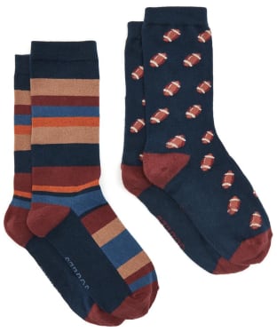 Men's Joules Kingsbury Socks - 2 Pack - Navy / Burgundy