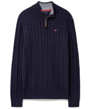 Men's Crew Clothing Oarsman Cable Knit Half Zip Jumper - Dark Navy