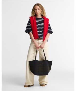 Women's Barbour Layla Tartan Large Tote Bag - Shadow Classic Tartan