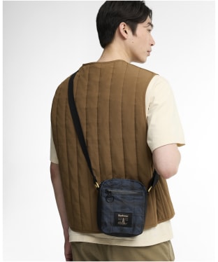 Barbour Field Wax Crossbody Bag - Navy Tartan Wax