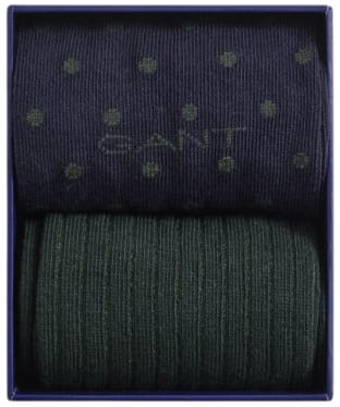 Men's GANT Dot And Rib Socks Gift Box - 2 Pack - Evening Blue