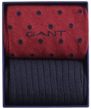 Men's GANT Dot And Rib Socks Gift Box - 2 Pack - Plumped Red