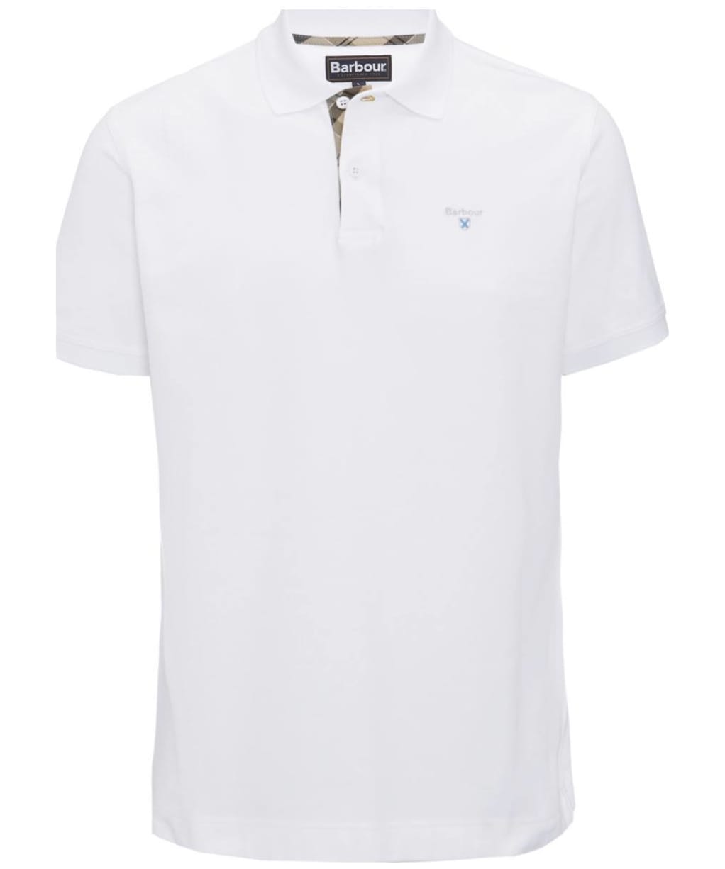 Men's Barbour Tartan Pique Polo Shirt - White