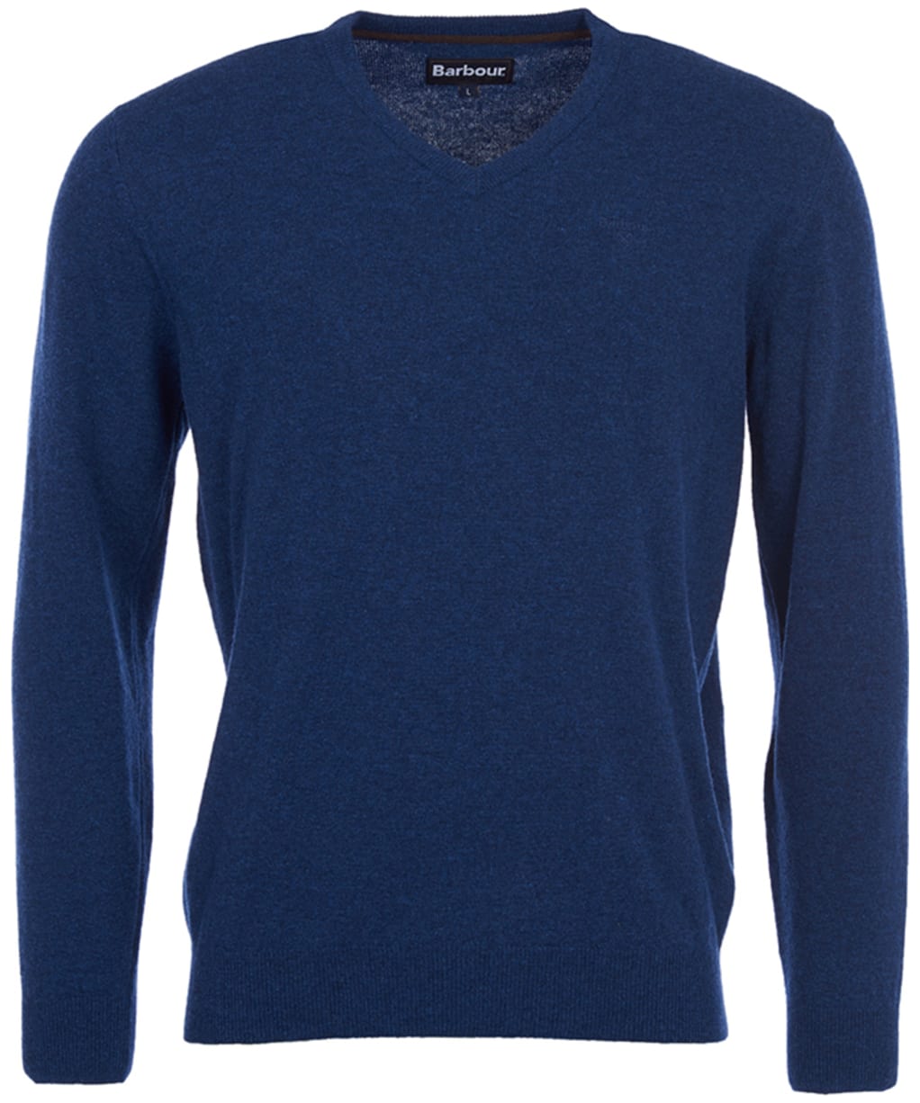 Mens Barbour Essential Lambswool V Neck Sweater - Deep Blue