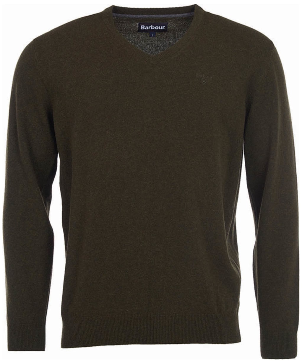 Mens Barbour Essential Lambswool V Neck Sweater - Seaweed