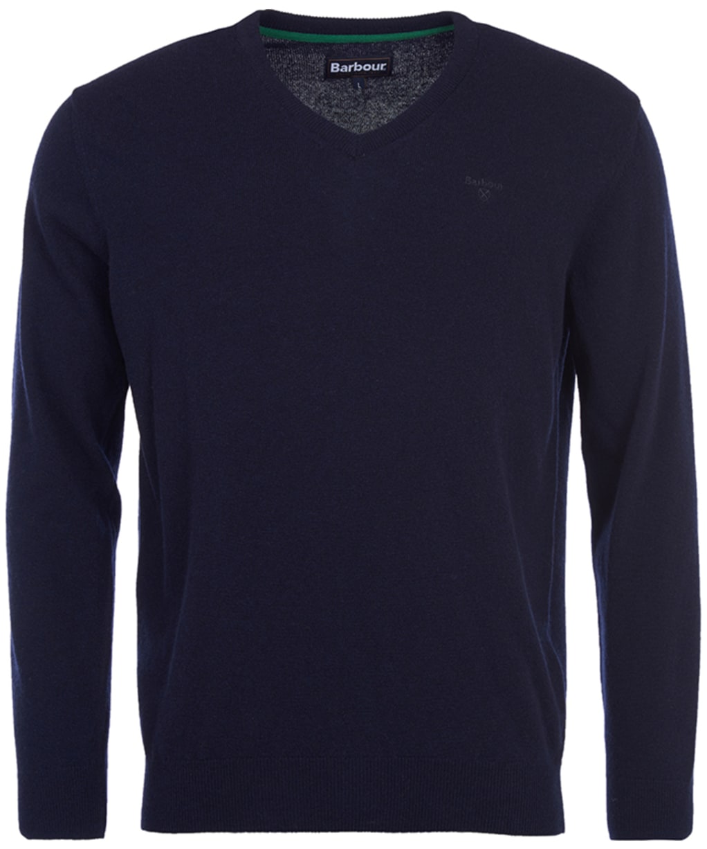 Men's Barbour Essential Lambswool V Neck Sweater - Navy