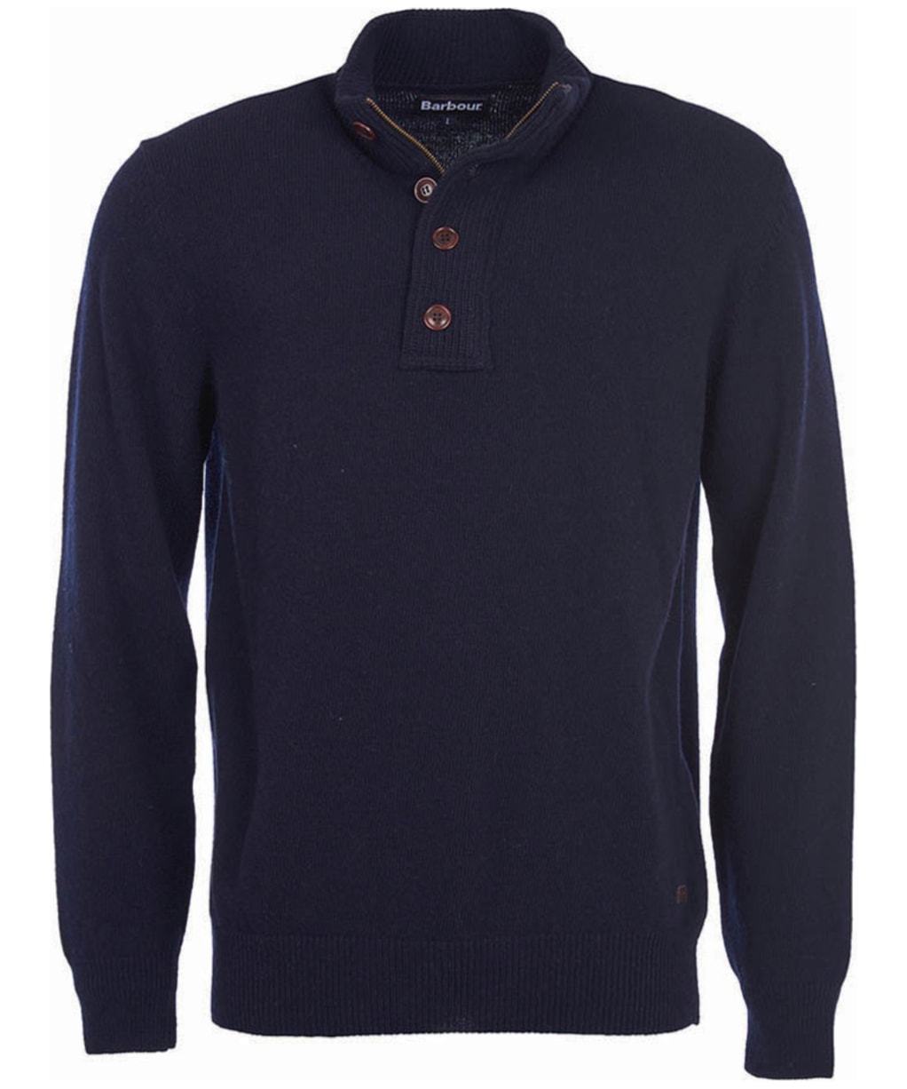Barbour Patch Half Zip Lambswool Sweater - Navy