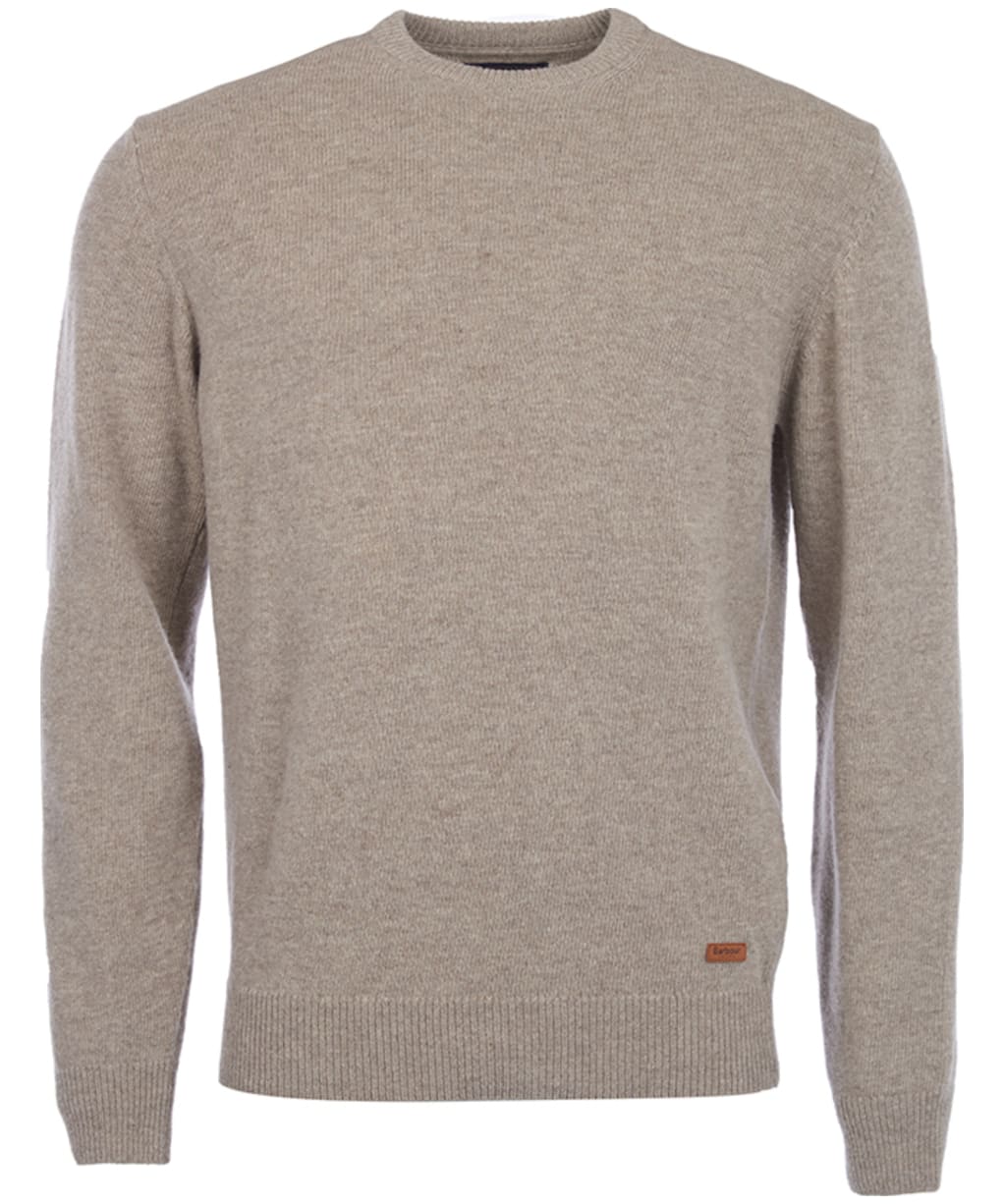 Men's Barbour Patch Crew Neck Lambswool Sweater - Stone