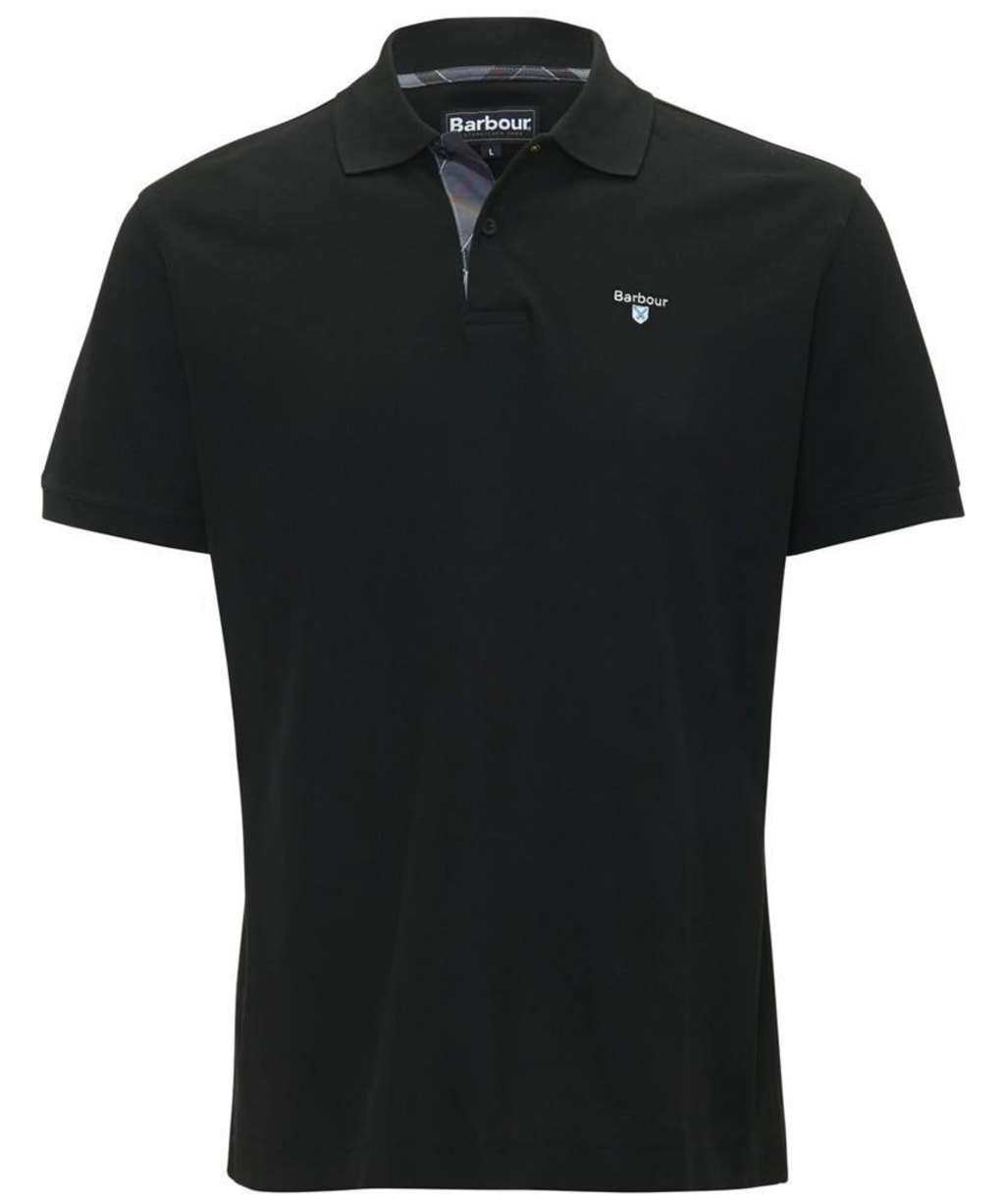 Mens Barbour Tartan Pique Polo Shirt - Black