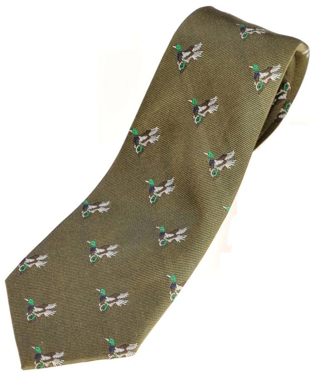 Men's Alan Paine Ripon Silk Tie - Duck Design - Olive