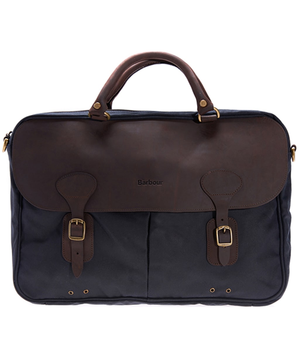 Barbour Wax and Leather Briefcase - Navy