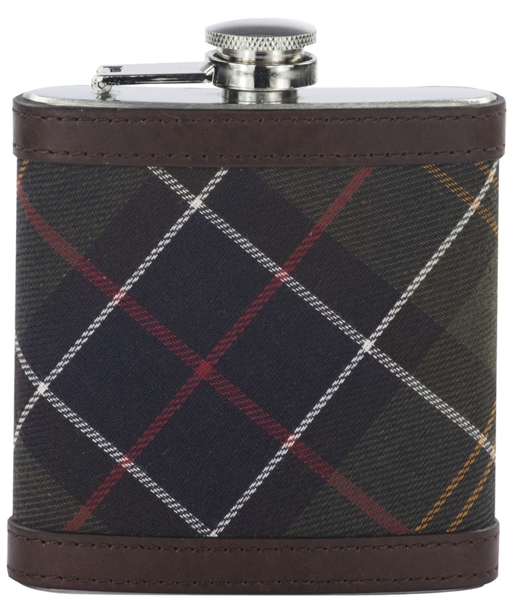 Barbour Hip Flask- Classic Tartan / Dark Brown