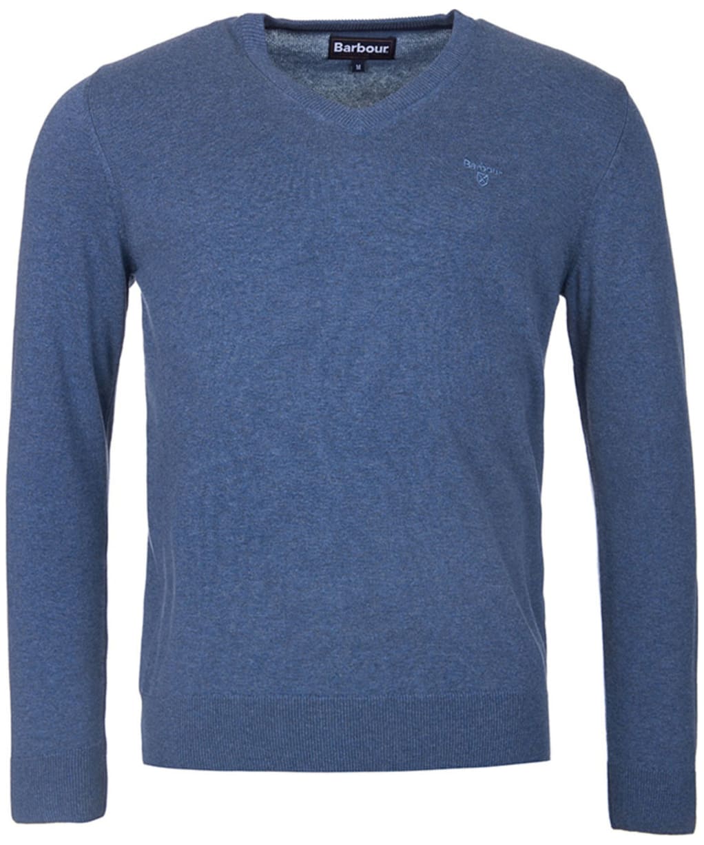 Men's Barbour Pima Cotton V-Neck Sweater - Dark Chambray