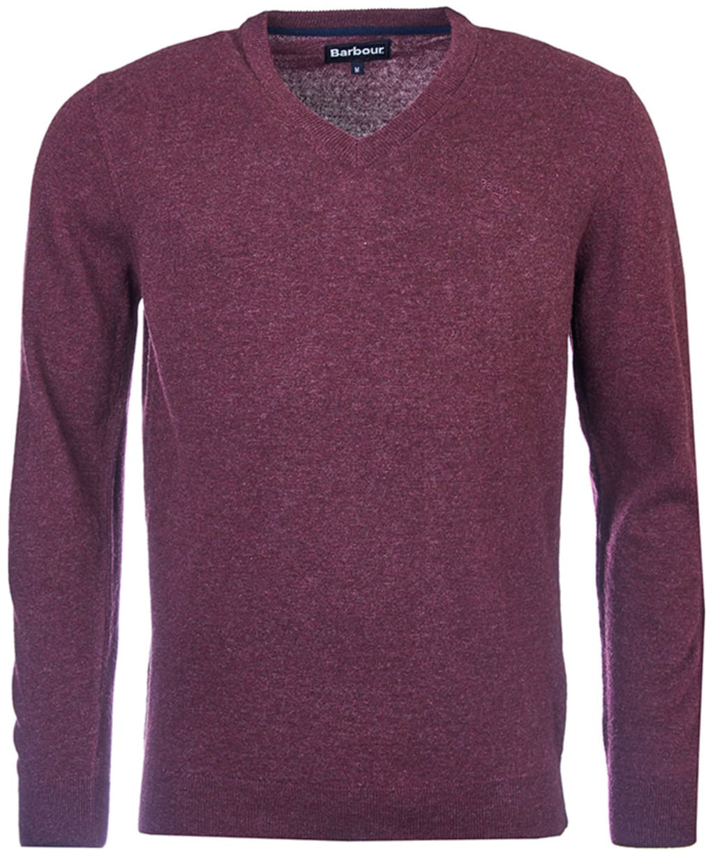 Men's Barbour Essential Lambswool V Neck Sweater - Merlot