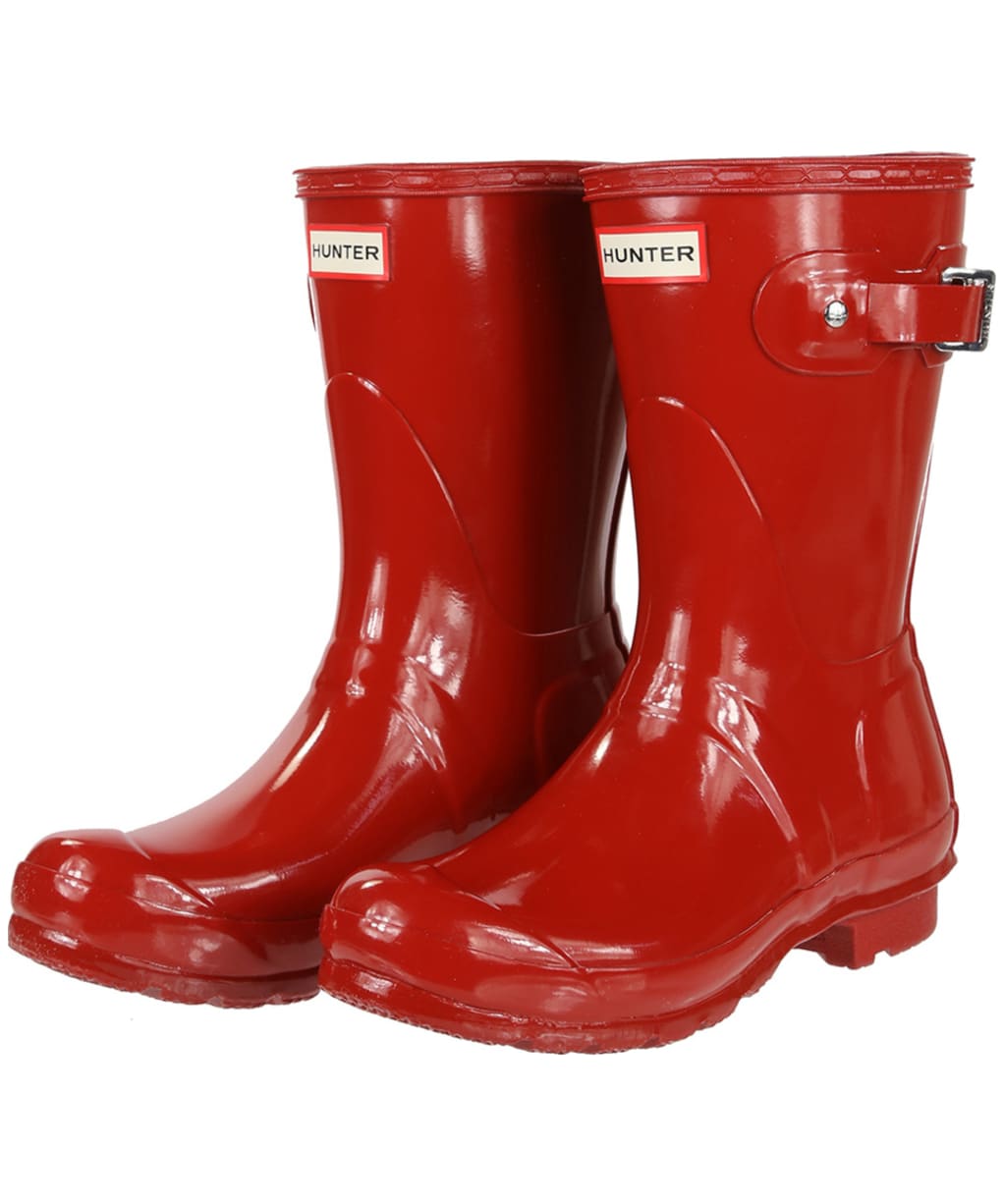 Women's Hunter Original Short Gloss Wellington Boots - Military Red