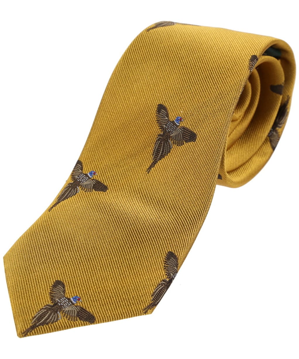 Men's Soprano Flying Pheasant Print Tie - New Gold