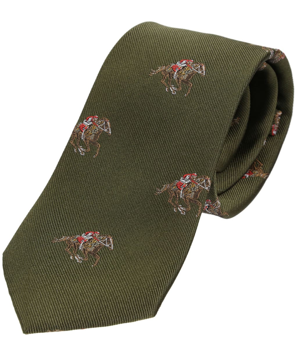 Men’s Soprano Jockeys and Horses Silk Tie - Green