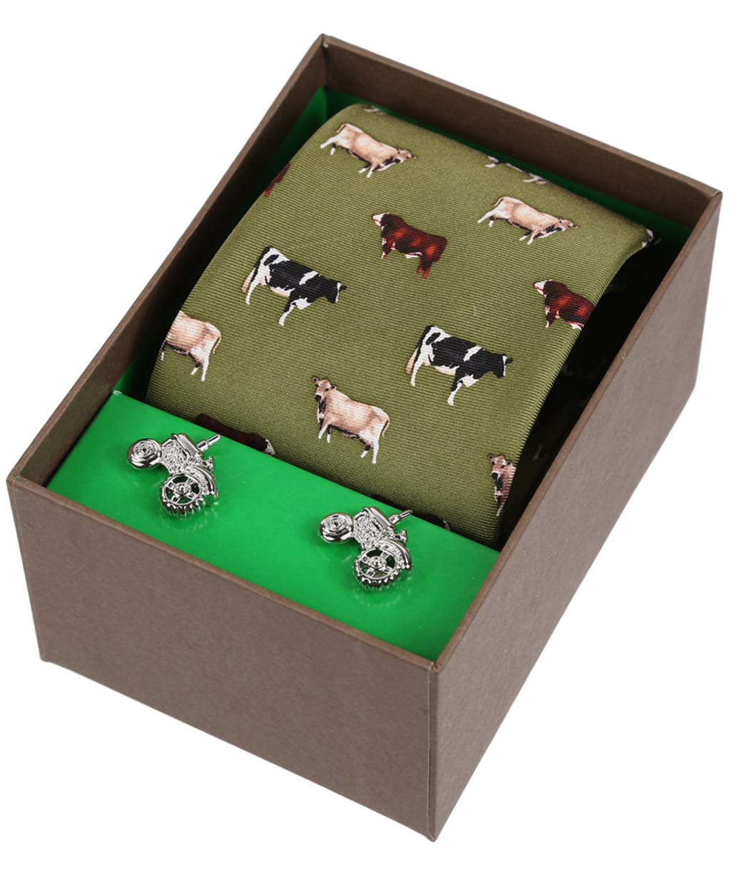 Men’s Soprano Breed of Cows Tie and Cufflink Set - Green