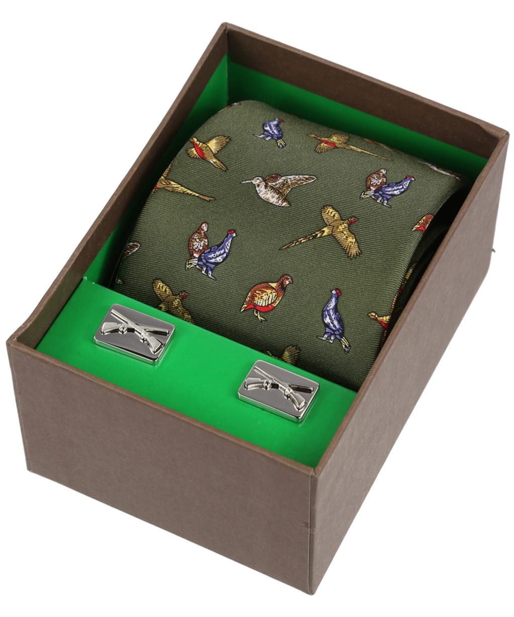 Men’s Soprano Country Birds Tie and Cufflink Set - Green