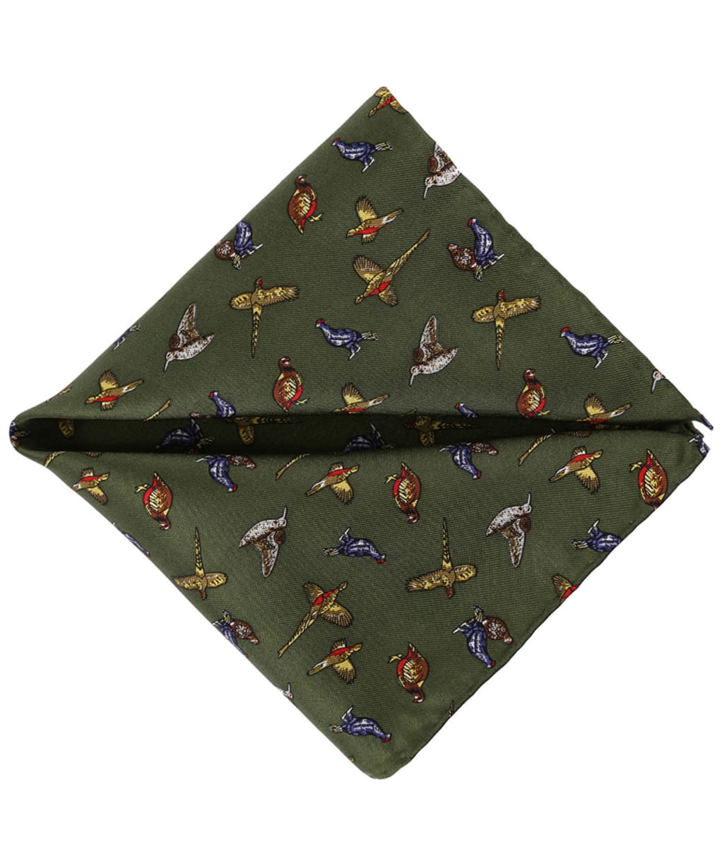 Men’s Soprano Country Birds Silk Pocket Square - Green