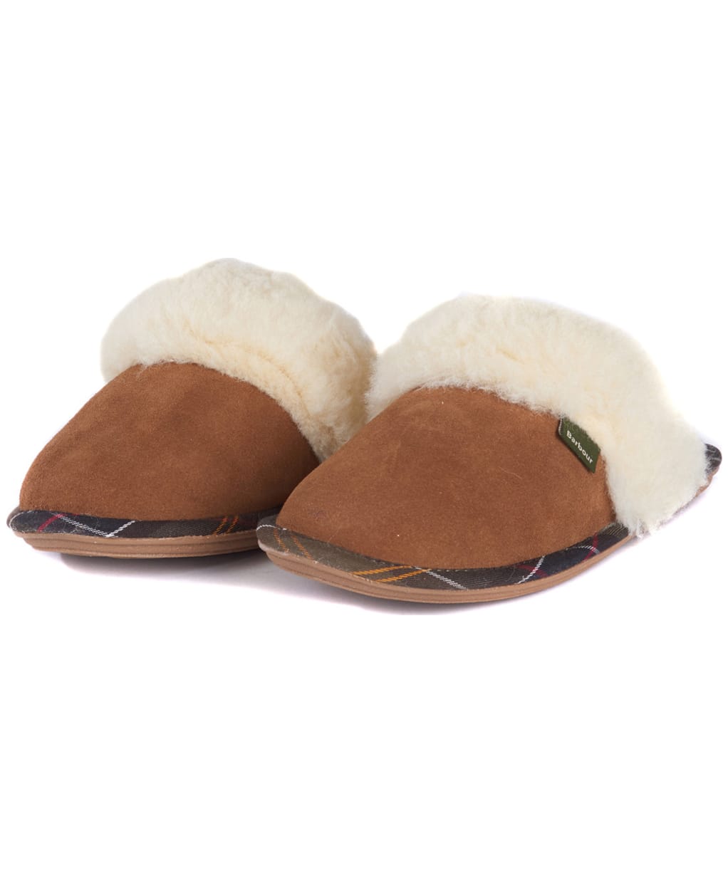 Women's Barbour Lydia Suede Mule Slippers - Camel Suede
